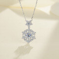 wholesale S925 Sterling Silver Cross-Border New Colorful Moissanite Snowflake Pendant with Advanced Design Sense Collarbone Chain Christmas Gift-0-0
