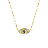 wholesale 925 Sterling Silver Vintage Zircon Evil Eye Necklace For Women, Small Batch Fashion Cross-border Choker-A2858-Gold 925 Silver