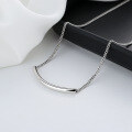 wholesale S925 Sterling Silver Arc Line Minimalist One-Word Smile Necklace Korean Version Fresh and Elegant Versatile Collarbone Chain-0-3