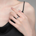 S925 Sterling Silver Adjustable Mermaid Moissanite Ring, Small Luxury Design-0-2
