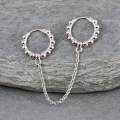 wholesale S925 Sterling Silver Single Round Bead Ear Hoop Chain Circle Geometric Fashion Minimalist Earrings-0-3