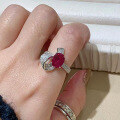 wholesale S925 Sterling Silver New Red Ring with 7*9 Oval Exquisite Full Diamond Vintage Style for Women-0-2