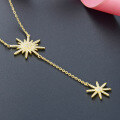 wholesale S925 Sterling Silver European and American Fashion Golden Eight-Pointed Star Unique Design Full Diamond Pendant Necklace Women's Layering Collarbone Chain-0-3