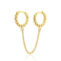 wholesale S925 Sterling Silver Single Round Bead Ear Hoop Chain Circle Geometric Fashion Minimalist Earrings-Gold>925 silver