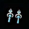 wholesale Metal: 925 Silver Gold Plated High Carbon Diamond Blue Turquoise Crescent Moon Shape Fashion Jewelry Versatile Accessories Exquisite Women's Earrings-0-2
