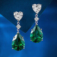 wholesale Metal Material: European and American High-Carbon Pear-Shaped Drop 10*14 Green Diamond Earrings Ear Studs Cross-Border Style, New Collection by Zhuozhifan Jewelry-E277 Green Diamond 925 Silver