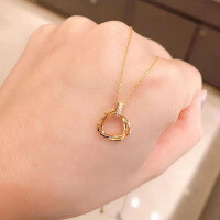 wholesale 925 Sterling Silver Geometric Necklace New Design Light Luxury Minimalist Multi-Layer Square Loop Choker-Copper plated with gold