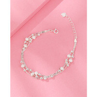 wholesale 990 Sterling Silver Three Lives Three Beads Bracelet for Women, Summer Small Design Round Bead High-End Ins Style Accessories Gift for Girlfriend-990 silver round bead bracelet silver plated pure silver