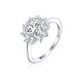 wholesale S925 Sterling Silver Floral Ring for Women, High-End European and American Style Wedding Ring-0-1