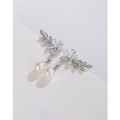 wholesale 925 Sterling Silver Freshwater Pearl Earrings for Women, Luxury Advanced Minimalist Design Zircon Flower Petal Stud Earrings-0-0