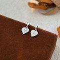 wholesale 999 Sterling Silver Inlaid Heart Earrings for Women, Small and Luxurious, Stylish and Elegant with Fringe Design-0-4