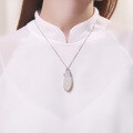 wholesale S925 Sterling Silver Natural High Ice Chalcedony Bean Pod Pendant, Chinese Style Ice White Green Chalcedony Light Luxury Versatile Bean Necklace-0-3