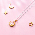 wholesale S925 Silver Necklace Pendant Women's Ethereal Cute Moon Rabbit Necklace Elegant Sweet Set Chain D4539-0-0