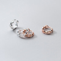 wholesale S925 Sterling Silver Korean Style Minimalist Pig Nose Interlocking Fashion Geometric Hollow-Out Earrings G8393-S925 Silver Earrings Rose Gold 925 Silver