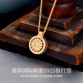 S925 Silver Rotating Eight Treasures Compass Lotus Pendant Necklace-0-1