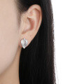 wholesale S925 Sterling Silver 671 Leaf Texture Micro-Pavé Diamond Stud Earrings for Women, Minimalist Style, Small and Unique, Versatile Silver Ear Accessories-0-2