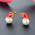 wholesale Sterling Silver S925 Christmas Hat Pearl Ear Studs for Women,Ins-0-2