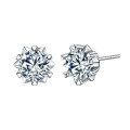 wholesale S925 Sterling Silver Cross-Border Wholesale Six-Prong Snowflake Earrings for Women, High-End Earrings, Silver Jewelry Accessories for Men-0-3