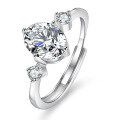 PT950 Plated Oval 2ct Moissanite Women's Engagement Ring-0-3