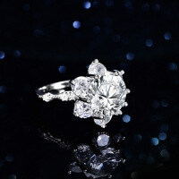 S925 Silver Sunflower Six-Claw 5-Carat Moissanite Starry Maiden Solitaire Ring-5 carats (set with D color moissanite)  20 yards