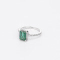 wholesale S925 Sterling Silver New 2ct Cultivated Emerald 6*8 Ring for Women Vintage and Versatile-0-4
