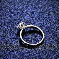 Silver Moissanite Four-Prong Ins Tail Ring for Live Streaming Supply-1 carat (D color moissanite)  Adjustable opening