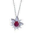 wholesale 925 Silver Zhuo Zhifan New 2-Carat Pigeon Blood Red Necklace, Extravagantly Set with Full Diamonds, Fashionable and Versatile, Hot Seller in Europe and America-0-4