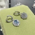 Gold-Plated 925 Silver Lab-Created Blue Spinel 6*8mm 15ct Stud Earrings-0-1