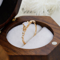 wholesale S925 Silver Plated 14k Gold French Light Luxury Vintage Style Moonstone Ring-Moonstone Ring Mido No. 8