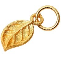 wholesale S925 Sterling Silver Gilded Gold Leaf Pendant Drop DIY Bracelet Cord Jewelry Accessories-One leaf