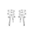 wholesale S925 Sterling Silver Korean-style Creative Multi-layer Line Spliced Bow Earrings with Design Sense and Versatile Clip-on for Women-0-4