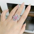 wholesale S925 Sterling Silver Cross-Border Hit Pink Sakura Ice-Cut Diamond Ring for Women Banquet Direct from Manufacturer-0-4
