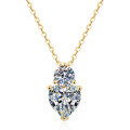 S925 Silver Moissanite Cultured Emerald Ruby Sapphire Classic Heart Necklace-0-3