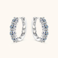 wholesale S925 sterling silver trendy luxury-style heart-shaped designer moissanite hoop earrings for women, wholesale, non-fading-White>1.2 carats+1.2 carats
