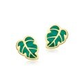 wholesale S925 Silver Plated 10K Gold Monstera Leaf Earrings with Malachite Ins Style Wholesale Earrings for Women-0-4