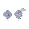wholesale S925 Sterling Silver Korean-style Light Luxury Earrings with Advanced Zircon and Mother-of-Pearl Inlay, Fashionable Clover Minimalist Design Earrings-0-12