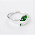 wholesale S925 Silver Women's Japanese Korean Style Minimalist Branch Leaf Open Ring Artistic Leaf Single Ring J8680-0-3