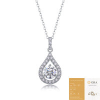 S925 Silver Moissanite Pendant Necklace, Elegant and Luxurious-Moissanite 6.5mm/1 carat (with GRA certificate)  925 silver (40+5cm)