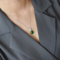 wholesale 925 Sterling Silver Vintage Teardrop Pendant Necklace for Women with Certificate, Wholesale Collarbone Chain Inlaid with Hetian Jasper-0-1