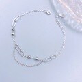 wholesale S925 Sterling Silver Minimalist Ins Style Versatile Plain Bead Bracelet, Niche Design Gift for Best Friend-0-0