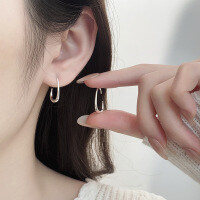 wholesale S925 Sterling Silver Minimalist European and American Fashion Sense Waterdrop-shaped Personality Internet-famous Exaggerated Design Earrings for Women-529QR/approx. 1.5g 925 silver