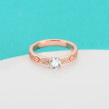 wholesale S925 Sterling Silver Rose Gold Plated 05 Carat Moissanite Ring, Fashion Versatile High-end Jewelry Wholesale-0-2