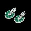 wholesale Metal: 925 Silver Gold Plated, High Carbon Diamond Muzo Green Teardrop Floral High-End Jewelry Versatile Women's Earrings-0-3