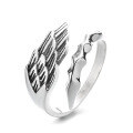 wholesale S925 Sterling Silver Korean-style Trendy Creative Wings Hip-hop Street Style Irregular Versatile Open Ring-0-4