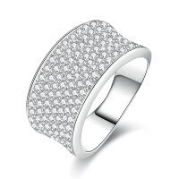 Metal Multi-Round Diamond Ring Fashion High-End Minimalist Stackable Band Wholesale-Round wide diamond ring [K white]  US size 5