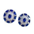 wholesale Metal material first: Zhuo Zhifan Jewelry New Blue Spinel Earrings Oval 4*6 High Carbon Diamond Ear Clips-0-4