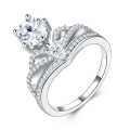 S925 Sterling Silver Moissanite Crown Ring for Versatile Commuting, Small and Luxurious-0-0