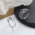 wholesale S925 Sterling Silver Double-Layer Letter CC/Double Circle Ring Ins Trendy Harajuku Style Versatile Index Finger Ring-0-0