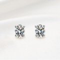 wholesale 925 Silver Stud Earrings D Color Moissanite Classic Four-Prong Oval Moissanite Studs Elegant Simple Earrings Wholesale-0-1