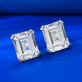wholesale S925 silver jewelry, high-carbon simulated white diamond, 8*10mm rectangular diamond stud earrings for women, cross-border ear accessories-0-1